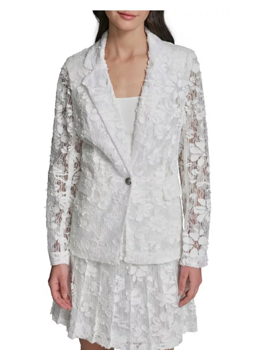Karl Lagerfeld - White Floral Lace Blazer Jacket
